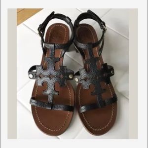 Tory Burch chandler tumbled leather sandals Sz 8